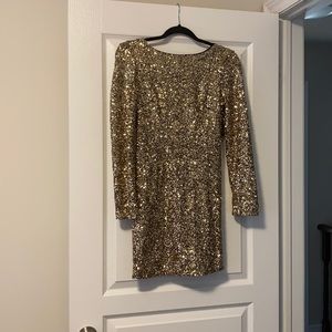 Brand new sequence gold party dress